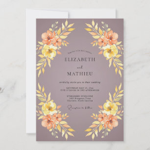 Invitación Boda de Ranunculus de Eucalipto Melocotón Malva