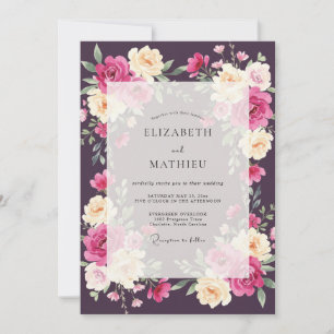 Invitación Boda de Ranunculus de Eucalipto Suave y Ciruela Pr