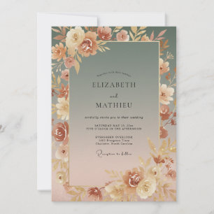 Invitación Boda de Ranunculus de Eucalipto Terracota Pizarra