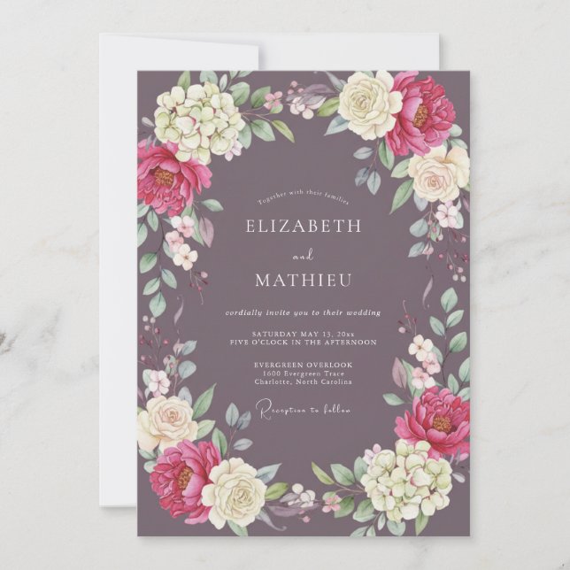 Invitación Boda de Ranunculus de Orquídea Polvorienta (Anverso)