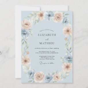 Invitación Boda de Ranunculus de Pizarra con Champán y Eucali