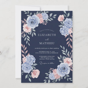 Invitación Boda de Ranunculus Eucalipto Plata Marina