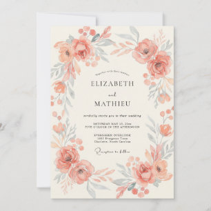 Invitación Boda de Ranunculus Eucalipto Terracota