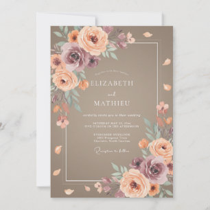 Invitación Boda de Ranunculus Eucalipto Terracota Beige