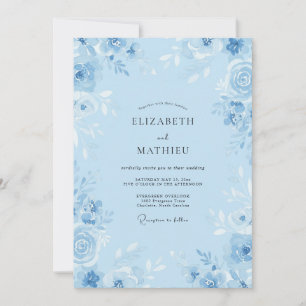 Invitación Boda de Ranunculus Eucalipto y Centaurea Celeste