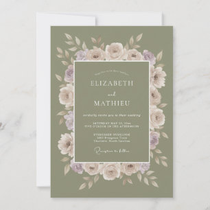 Invitación Boda de Ranunculus Lila Musgo