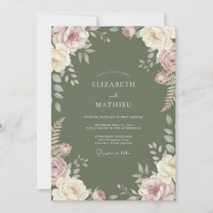 Invitación Boda de Ranunculus Lila Musgo Mauve