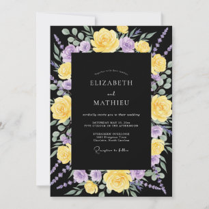 Invitación Boda de Ranunculus Morado Negro Eucalipto Silencia