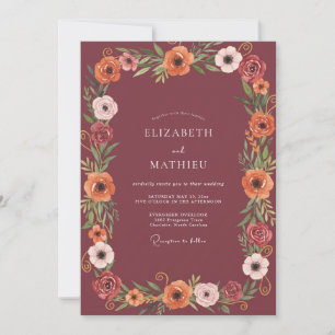 Invitación Boda de Ranunculus Naranja Quemada de Frutas