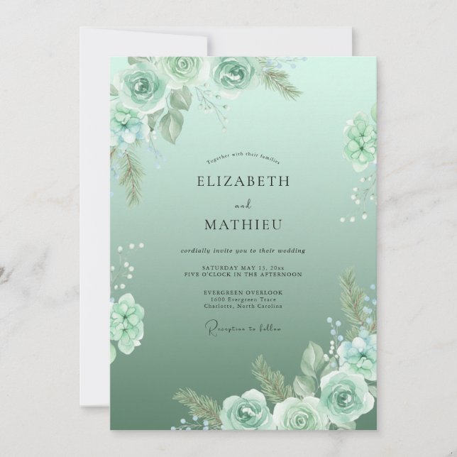 Invitación Boda de Ranunculus Pintado con Espuma de Mar (Anverso)