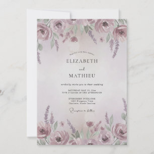 Invitación Boda de Ranunculus Pintado de Lavanda