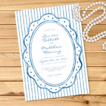 Boda de Raya de Acuarela Azul Blanco Caprichosa