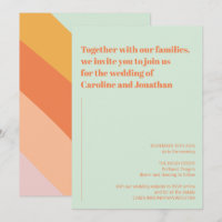 Boda de rayas abstractas verde menta naranja retro