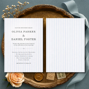 Invitación Boda de rayas azules y blancas clásicas