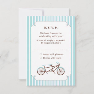 Invitación Boda de rayas azules y blancas de la bicicleta del