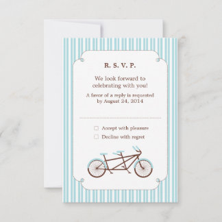 Invitación Boda de rayas azules y blancas de la bicicleta del