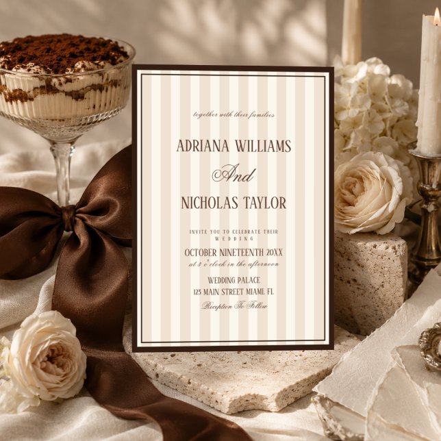 Invitación Boda de rayas Beige Mocca (Subido por el creador)