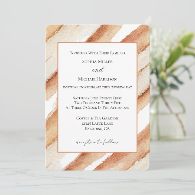 Invitación Boda de Rayas de Latte de Calabaza (Anverso de pie)