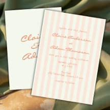Boda de rayas de melocotón minimalista retro vinta