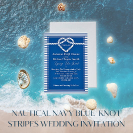Invitación Boda de rayas de nudo de corbata azul marino náuti