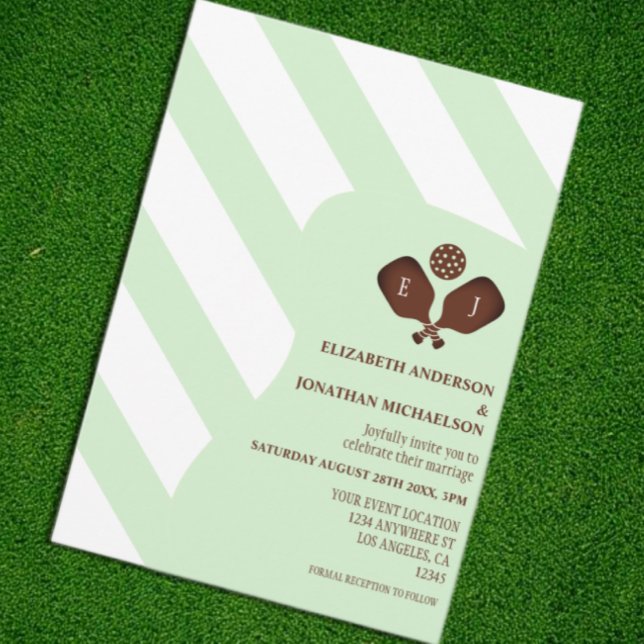 Invitación Boda de rayas de pickleball elegante (Subido por el creador)