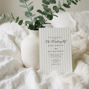 Invitación Boda de rayas de salvia al estilo de club de campo