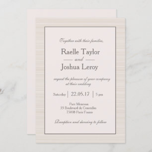 Invitación boda de rayas grises de lata de marfil blanco mini
