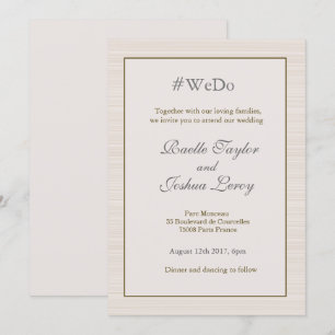 Invitación Boda de rayas grises doradas personalizadas