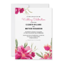 Boda de rayas negras románticas de Fuchsia floral