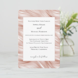 Invitación Boda de Rayas Onduladas Rosa Claro
