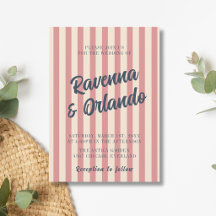 Boda de rayas rosadas y azul marino retro