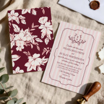Boda de rayas rosadas y follaje con monograma en b