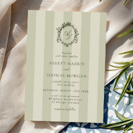 Invitación Boda de rayas verde salvia