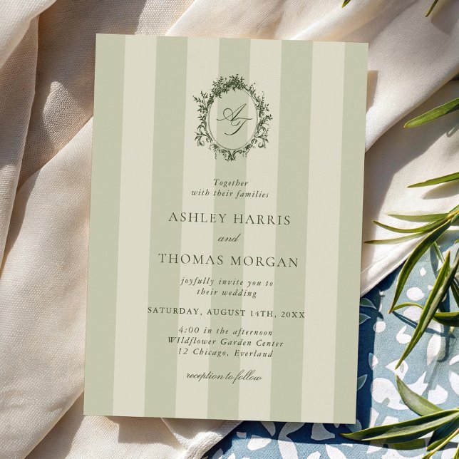 Invitación Boda de rayas verde salvia (Subido por el creador)
