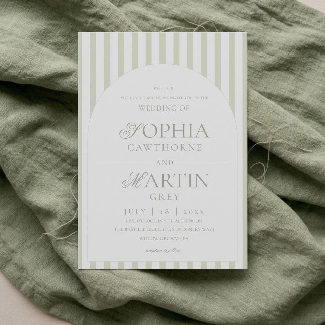 Invitación Boda de rayas verdes salvia  (Subido por el creador)