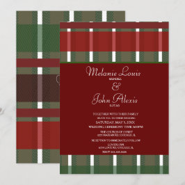 Invitación Boda de rayas verdes y blancas de Borgoña moderna