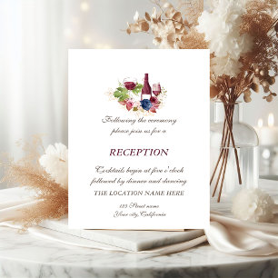 Invitación Boda de recepción de flores de Borgoña Tasring de