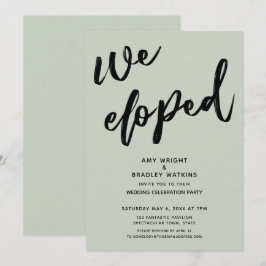 Invitación Boda de Recepción Handwriting We Eloped Verde Salv
