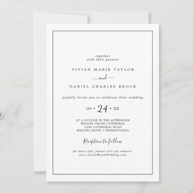 Invitación Boda de recepción minimalista (Anverso)