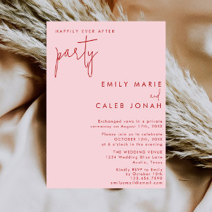 Invitación Boda de recepción Pink Red Happily Ever After