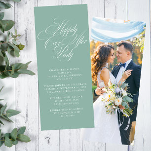 Invitación Boda de recepción Sage Green Happily Ever After