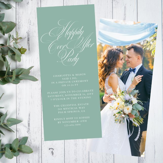 Invitación Boda de recepción Sage Green Happily Ever After (Subido por el creador)