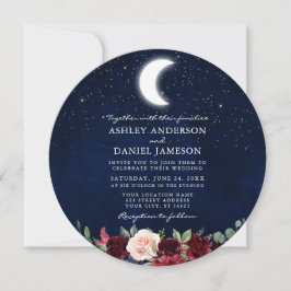 Invitación Boda de redondeo floral de las estrellas celestes 
