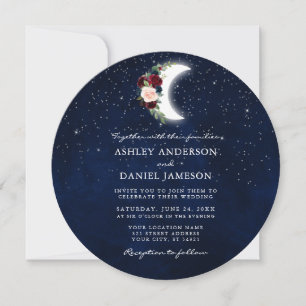 Invitación Boda de redondeo floral de las estrellas celestes