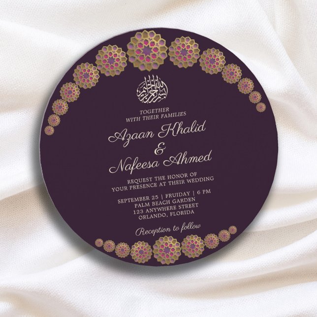 Invitación Boda de redondeo islámico elegante y geométrico (Subido por el creador)