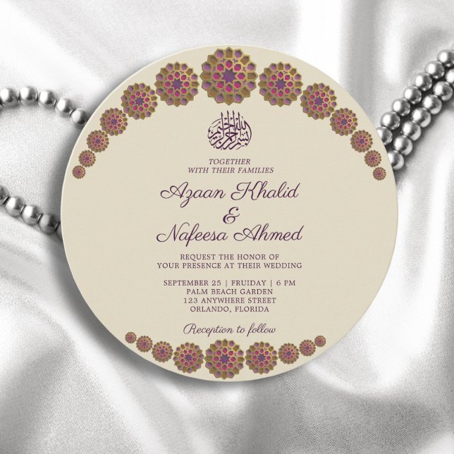 Invitación Boda de redondeo islámico elegante y geométrico (Subido por el creador)