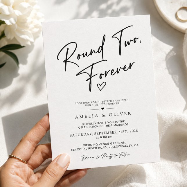Invitación Boda de Reenganche Moderno Round Two Forever (Subido por el creador)