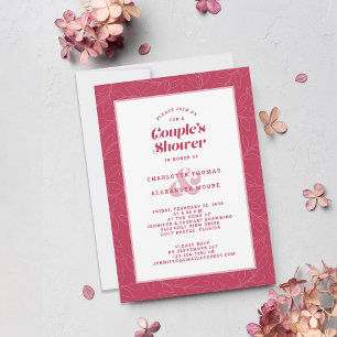 Invitación Boda de Regadera de Pareja Magenta Rojo Moderno Ca