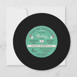 Invitación Boda de registro de vinilo retro - Detalles rosa R