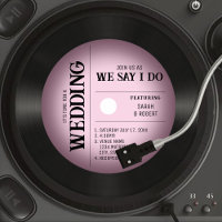 Boda de registro de vinilo rosado retro